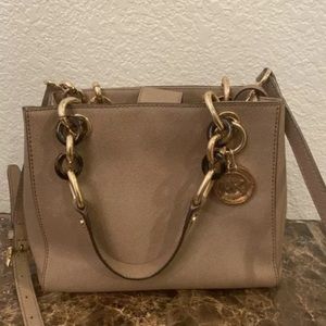 Michael Kors tan brown leather satchel bag  EUC